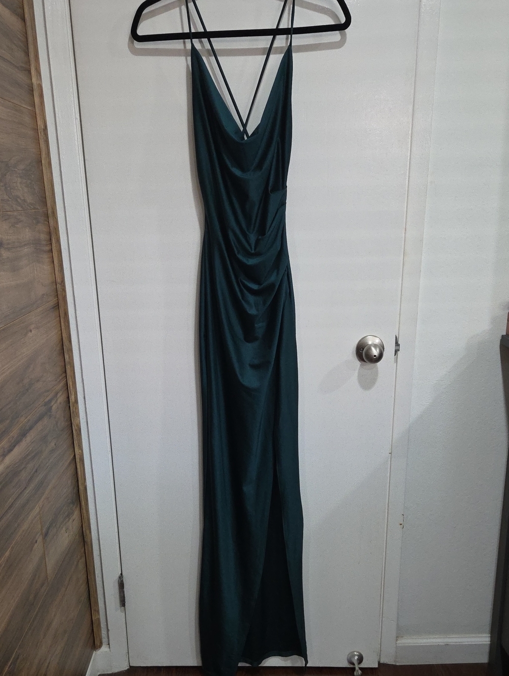 Windsor Dark Green Satin Cowl Neck Maxi Dress Size Small